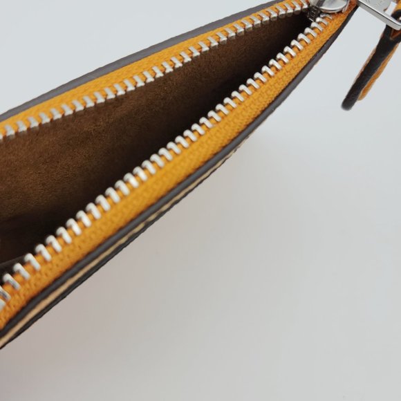 Coach 88250 Crossgrain Leather Mini ID Skinny Wallet Card Case Papaya Key Ring - Picture 6 of 6